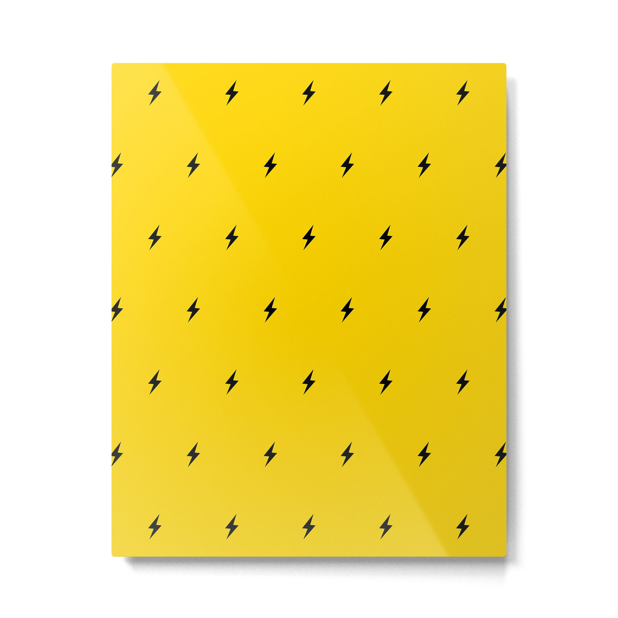 Black Lightning Bolt pattern on Yellow background Metal Print Gallery Image 6
