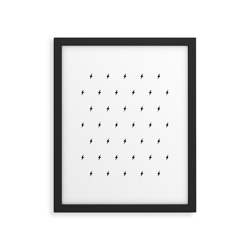 Black Lightning Bolt Pattern Framed Art Print Gallery Image 6