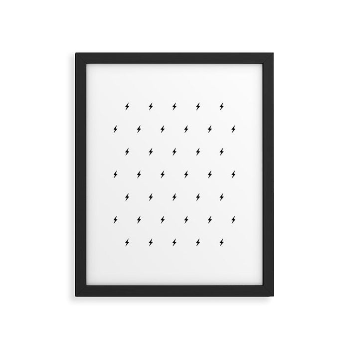 Black Lightning Bolt Pattern Framed Art Print Gallery Image 1