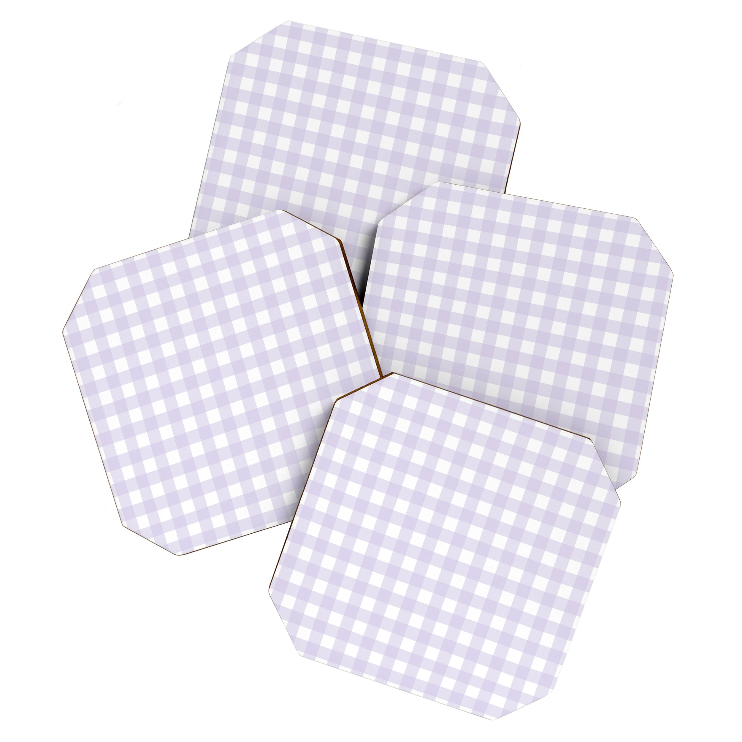 Lilac gingham pattern Coaster Gallery Image 1