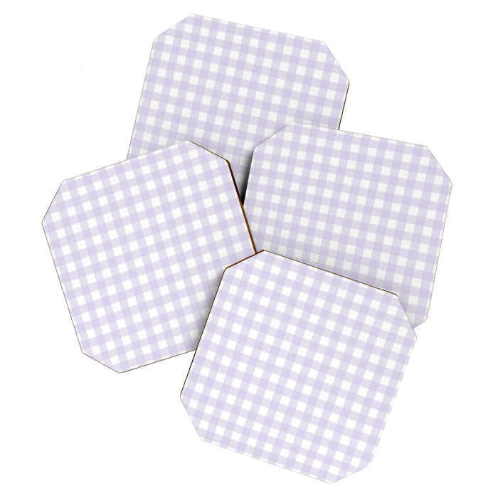 Lilac gingham pattern Coaster Gallery Image 1