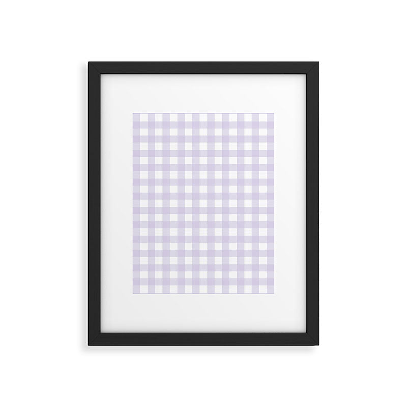 Lilac gingham pattern Framed Art Print Gallery Image 6