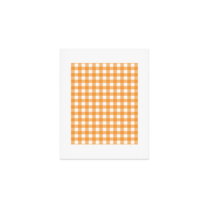 Orange gingham pattern Art Print Gallery Image 1