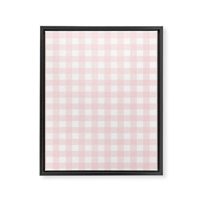 Pastel pink gingham pattern Framed Canvas Print Gallery Image 1