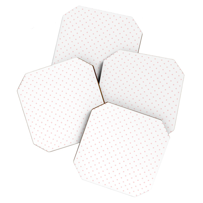 Small Pastel Pink Polka dots Background Coaster Gallery Image 1