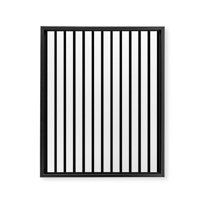 Vertical Black Stripes Pattern Framed Canvas Print Gallery Image 1