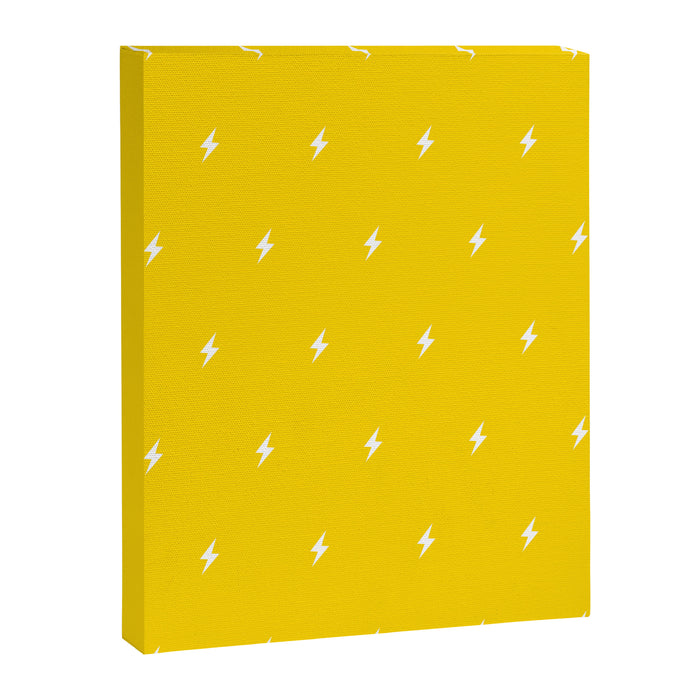 White Lightning Bolt pattern on Yellow background Canvas Print Gallery Image 1