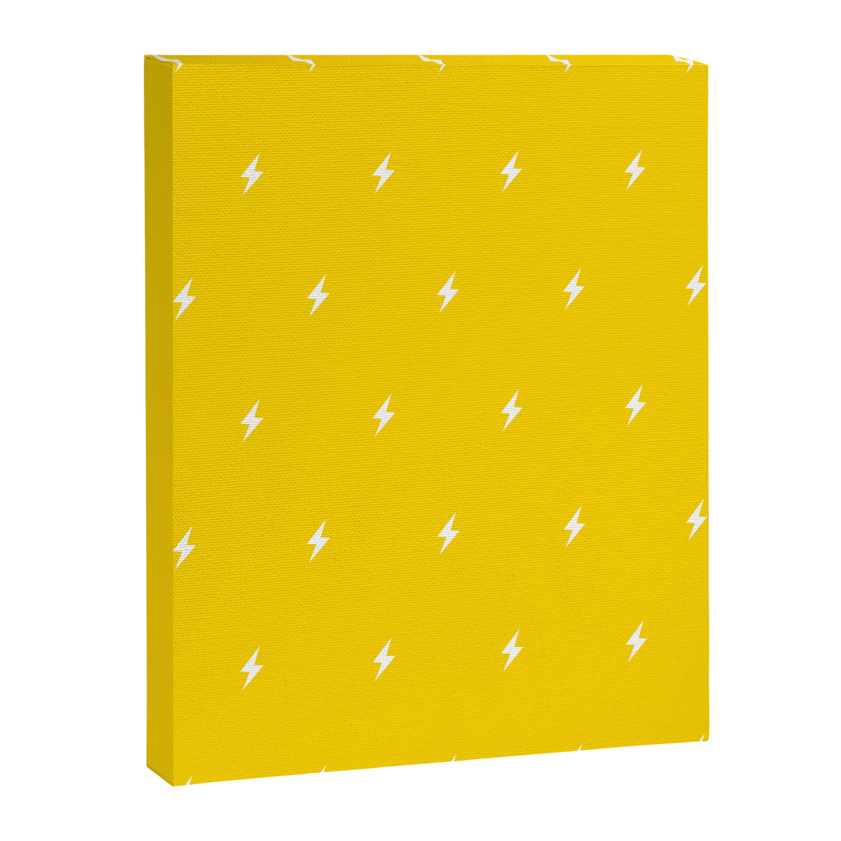 White Lightning Bolt pattern on Yellow background Canvas Print Gallery Image 8