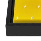 White Lightning Bolt pattern on Yellow background Framed Canvas Print Gallery Image 3
