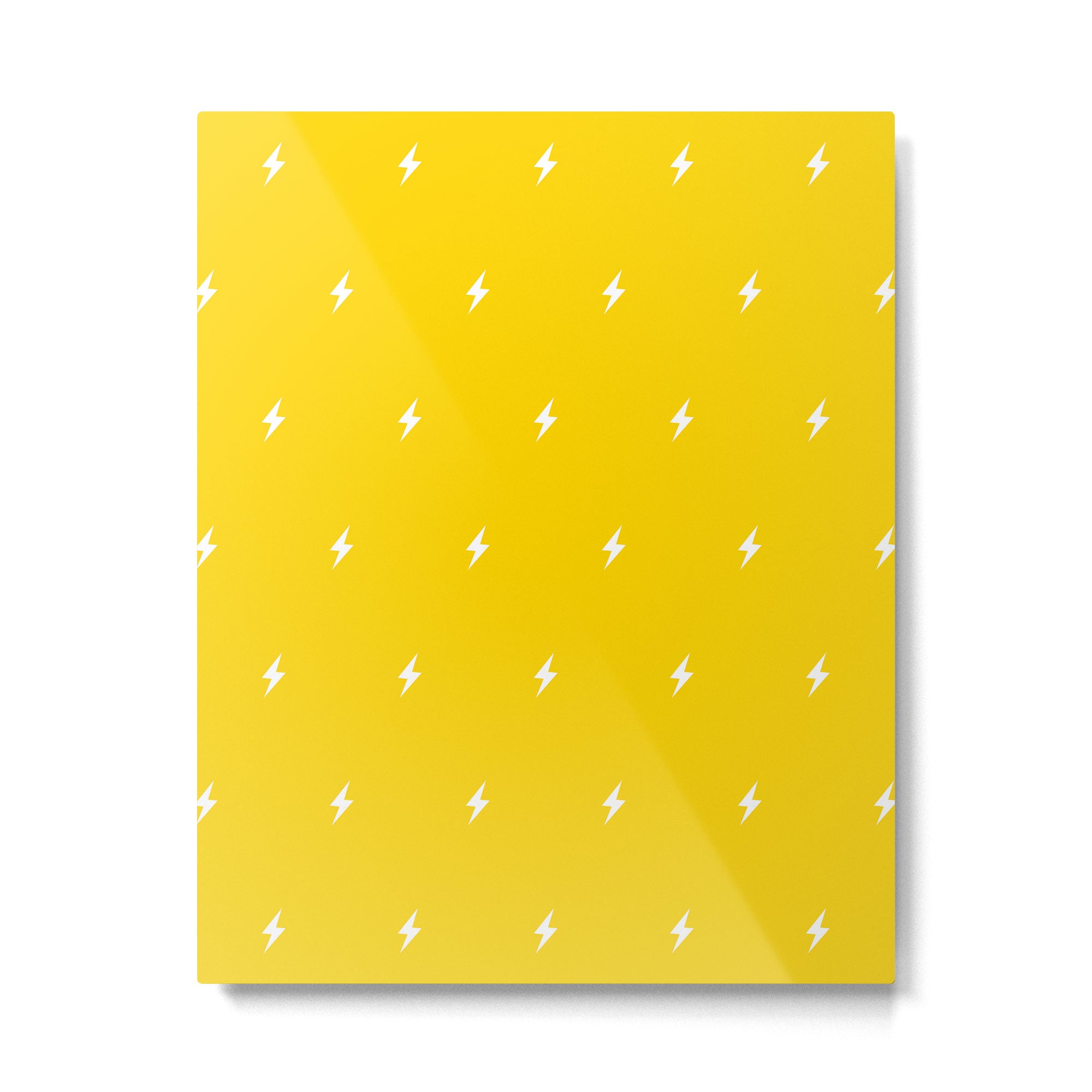 White Lightning Bolt pattern on Yellow background Metal Print Gallery Image 6