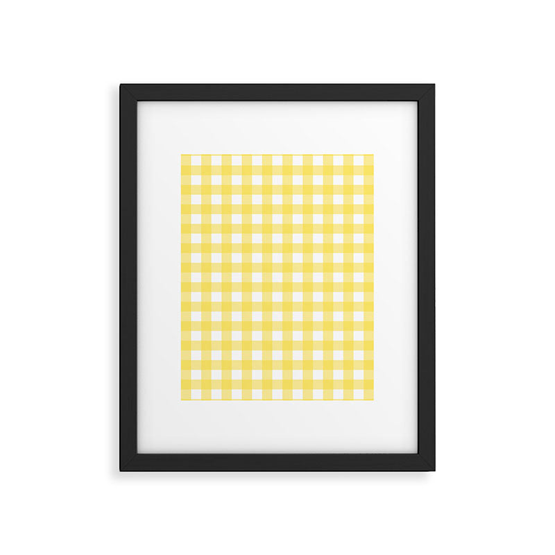 Yellow gingham pattern Framed Art Print Gallery Image 6