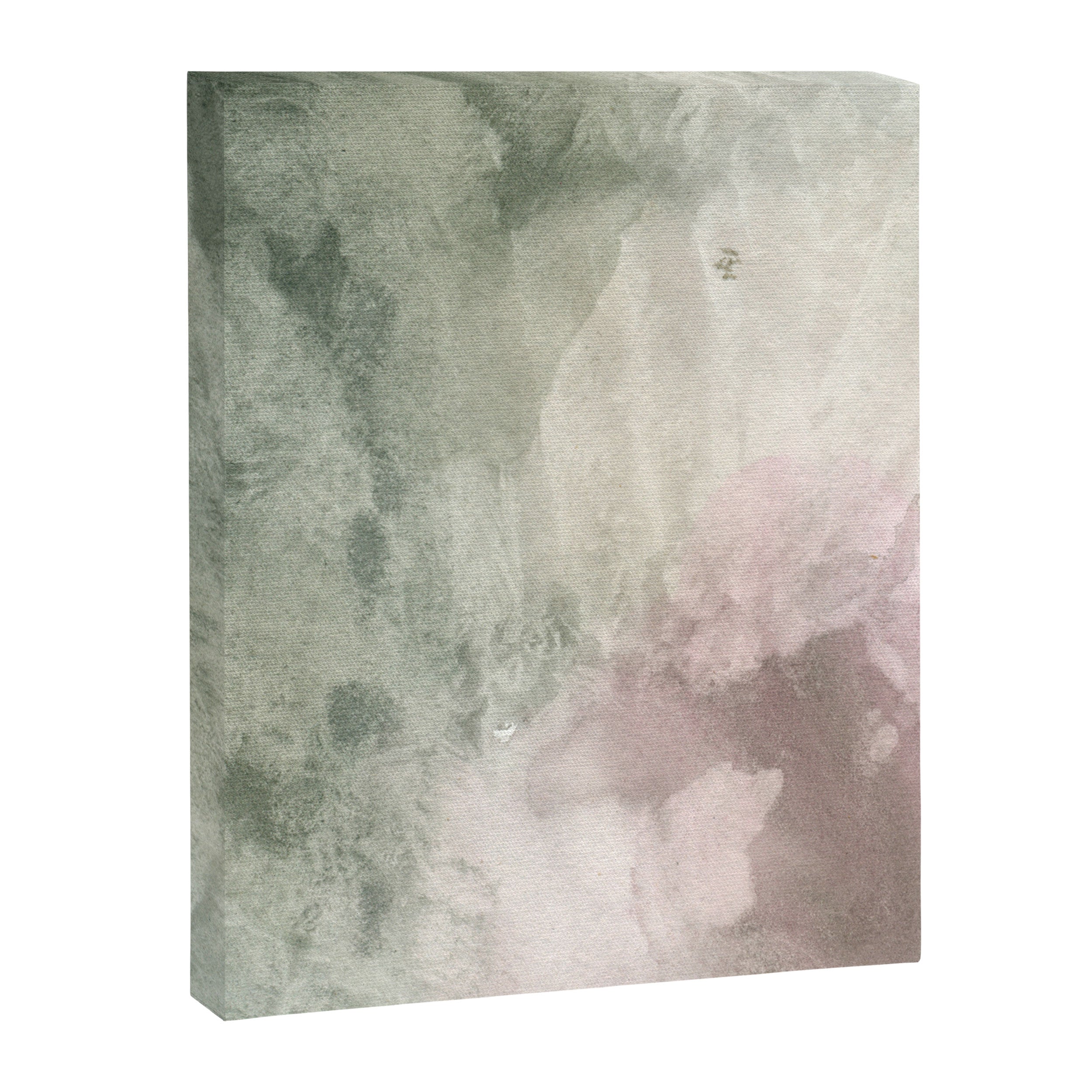 Abstract blush pink green white watercolor brushstrokes Canvas Print Gallery Image 8