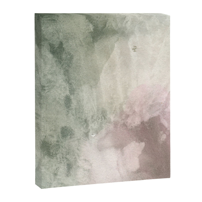 Abstract blush pink green white watercolor brushstrokes Canvas Print Gallery Image 1