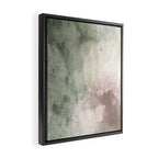 Abstract blush pink green white watercolor brushstrokes Framed Canvas Print Gallery Image 2