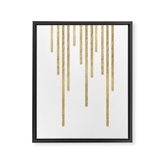 Abstract minimalist white gold geometrical lines Framed Canvas Print Gallery Image 1