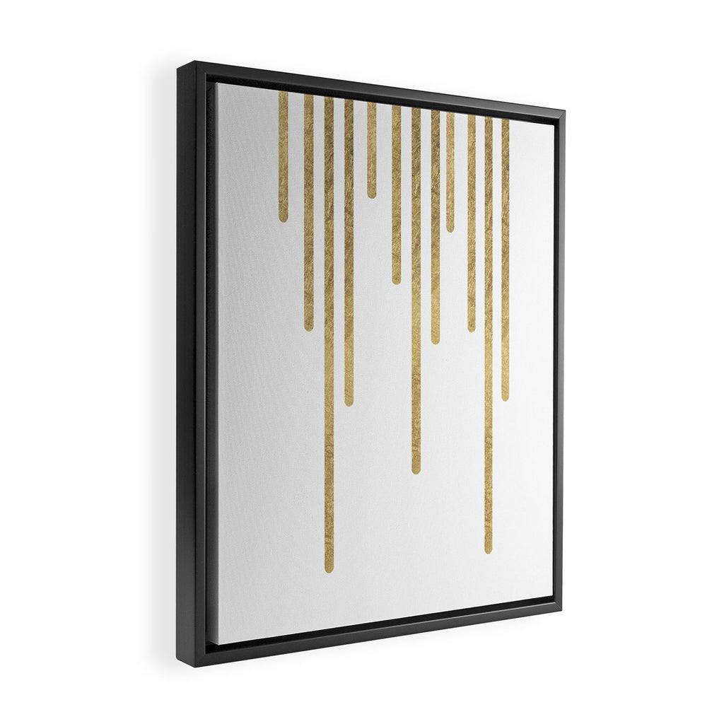 Abstract minimalist white gold geometrical lines Framed Canvas Print Gallery Image 2