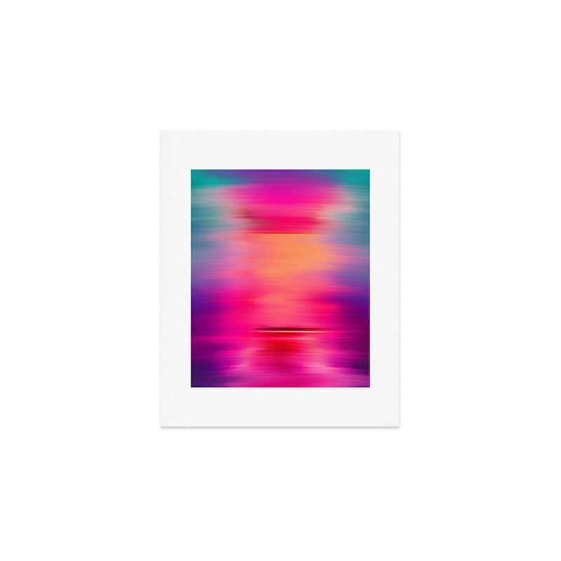 Abstract modern art pink violet teal brushstrokes Art Print Gallery Image 1