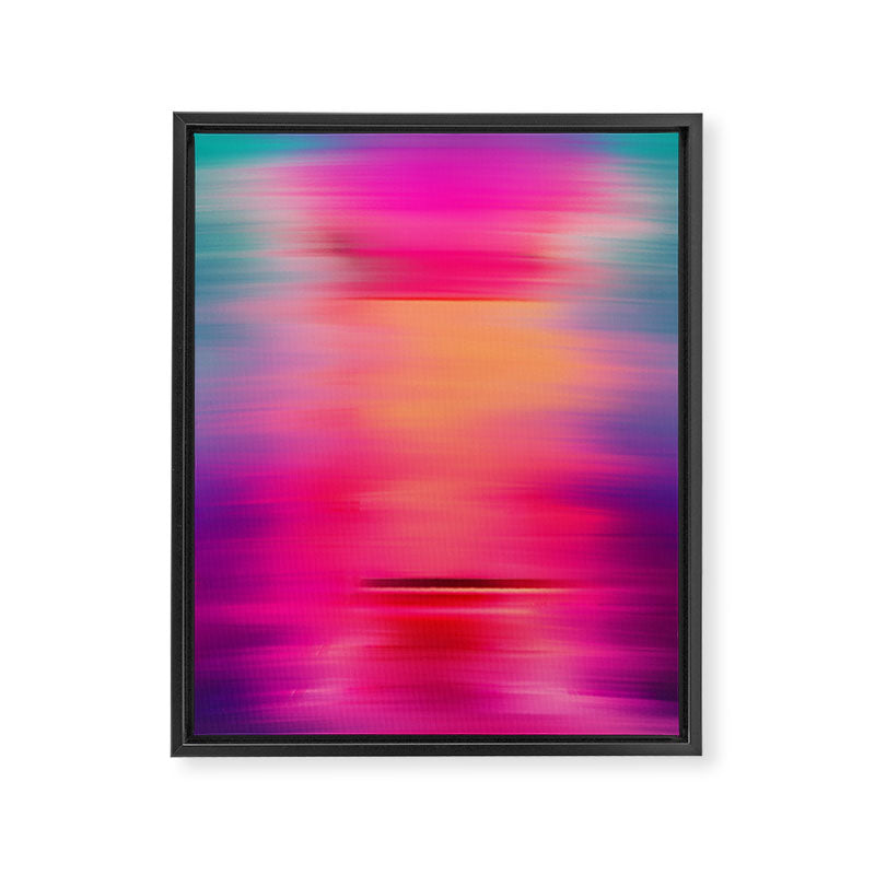 Abstract modern art pink violet teal brushstrokes Framed Canvas Print Gallery Image 8