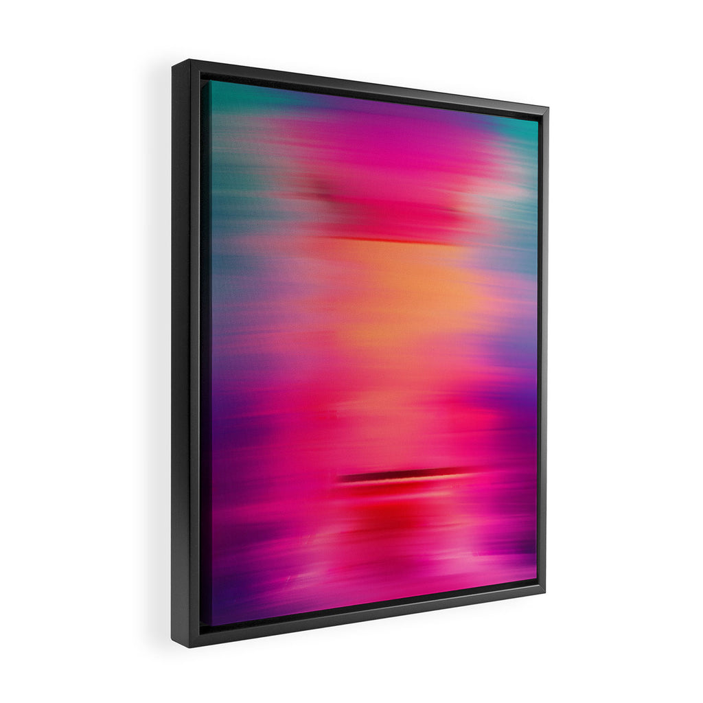 Abstract modern art pink violet teal brushstrokes Framed Canvas Print Gallery Image 2