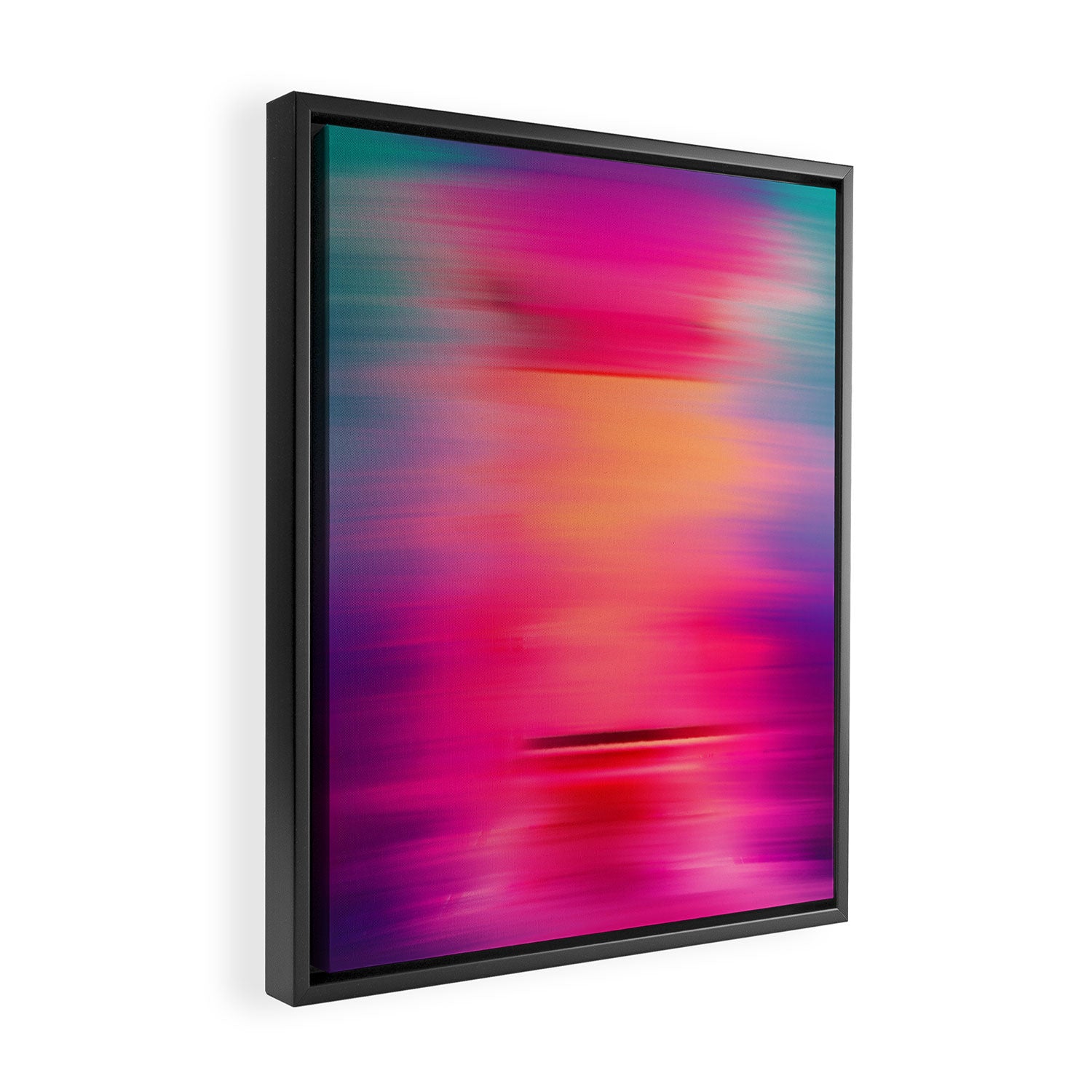 Abstract modern art pink violet teal brushstrokes Framed Canvas Print Gallery Image 2