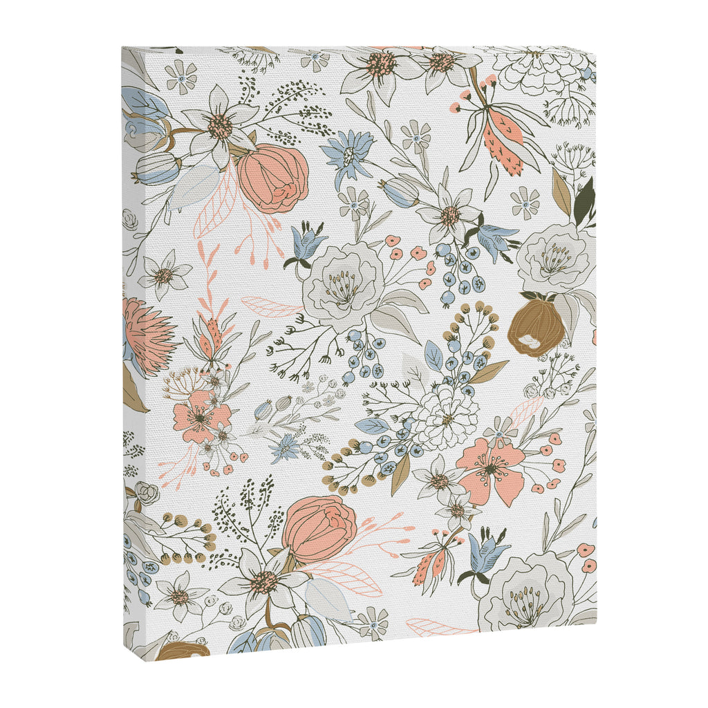 Abstract modern coral white pastel rustic floral Canvas Print Gallery Image 8