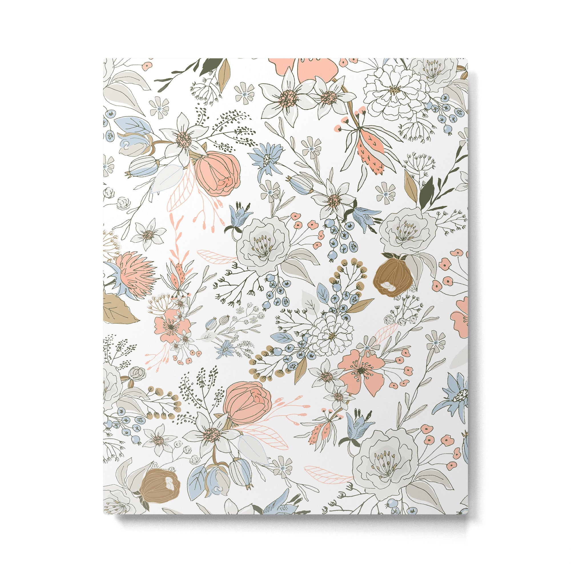 Abstract modern coral white pastel rustic floral Metal Print Gallery Image 6