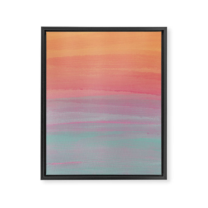Abstract Orange Pink Teal Watercolor Sunset  Framed Canvas Print Gallery Image 1