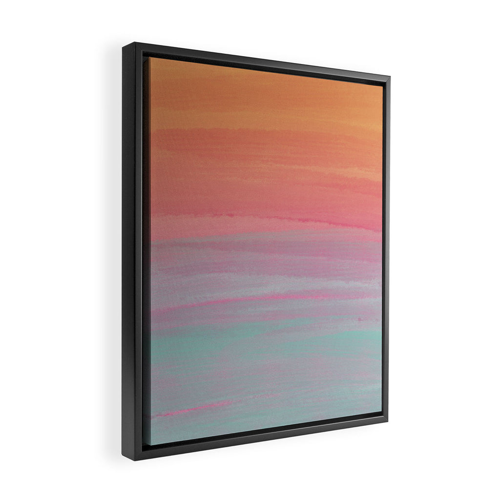 Abstract Orange Pink Teal Watercolor Sunset  Framed Canvas Print Gallery Image 2