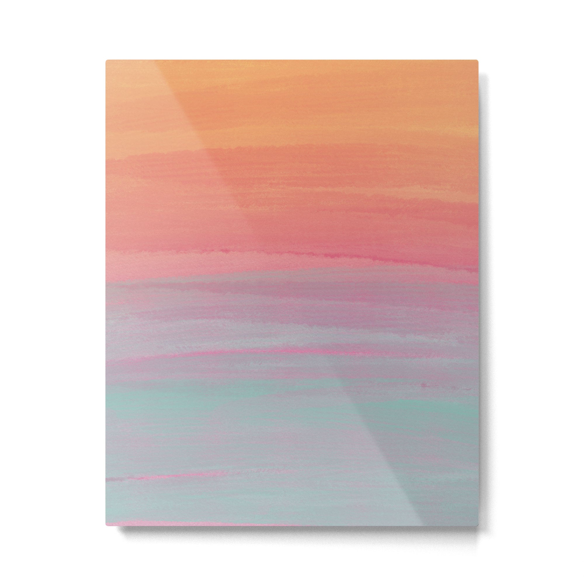 Abstract Orange Pink Teal Watercolor Sunset  Metal Print Gallery Image 6