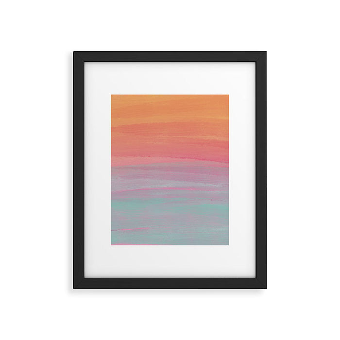 Abstract Orange Pink Teal Watercolor Sunset  Framed Art Print Gallery Image 1