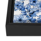 Abstract watercolor navy blue white floral illustration Framed Canvas Print Gallery Image 3