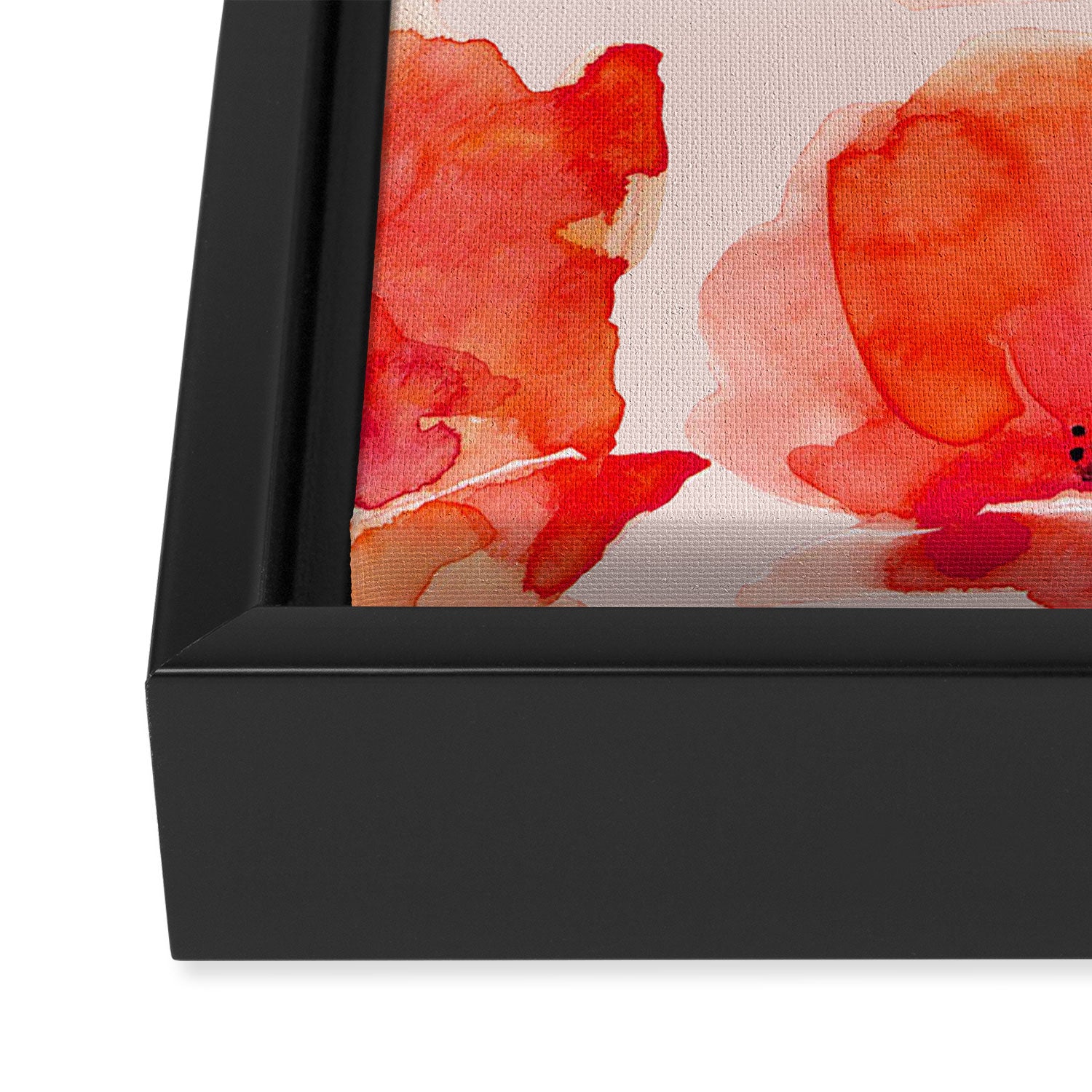 Abstract watercolor red orange pink poppies flowers Framed Canvas Print Gallery Image 3
