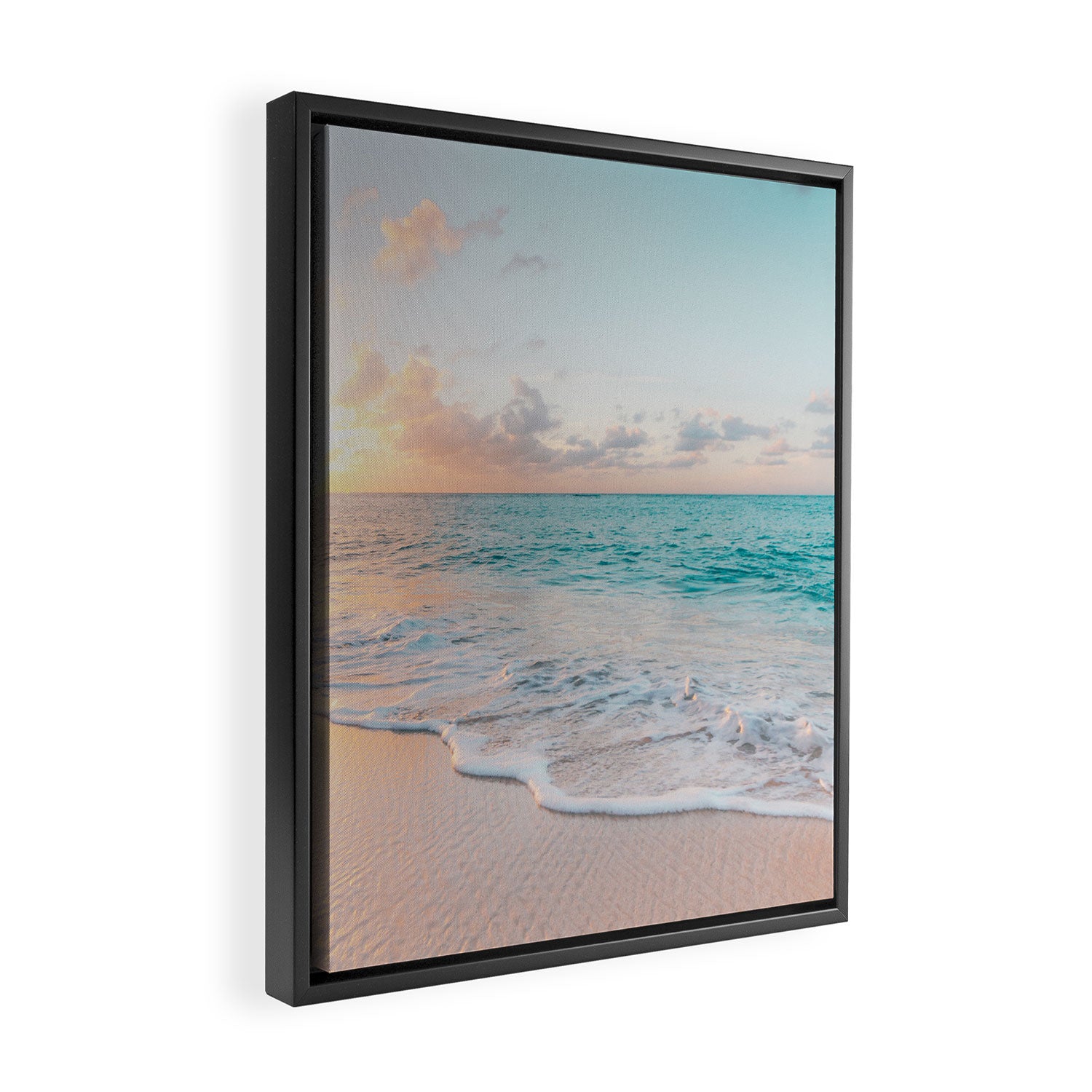 Beautiful tropical turquoise sandy beach photo Framed Canvas Print Gallery Image 2