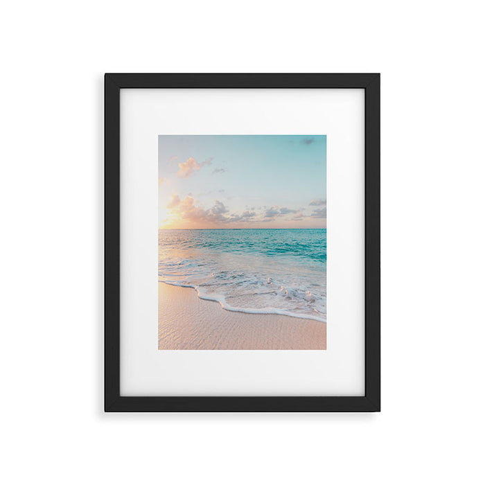 Beautiful tropical turquoise sandy beach photo Framed Art Print Gallery Image 1