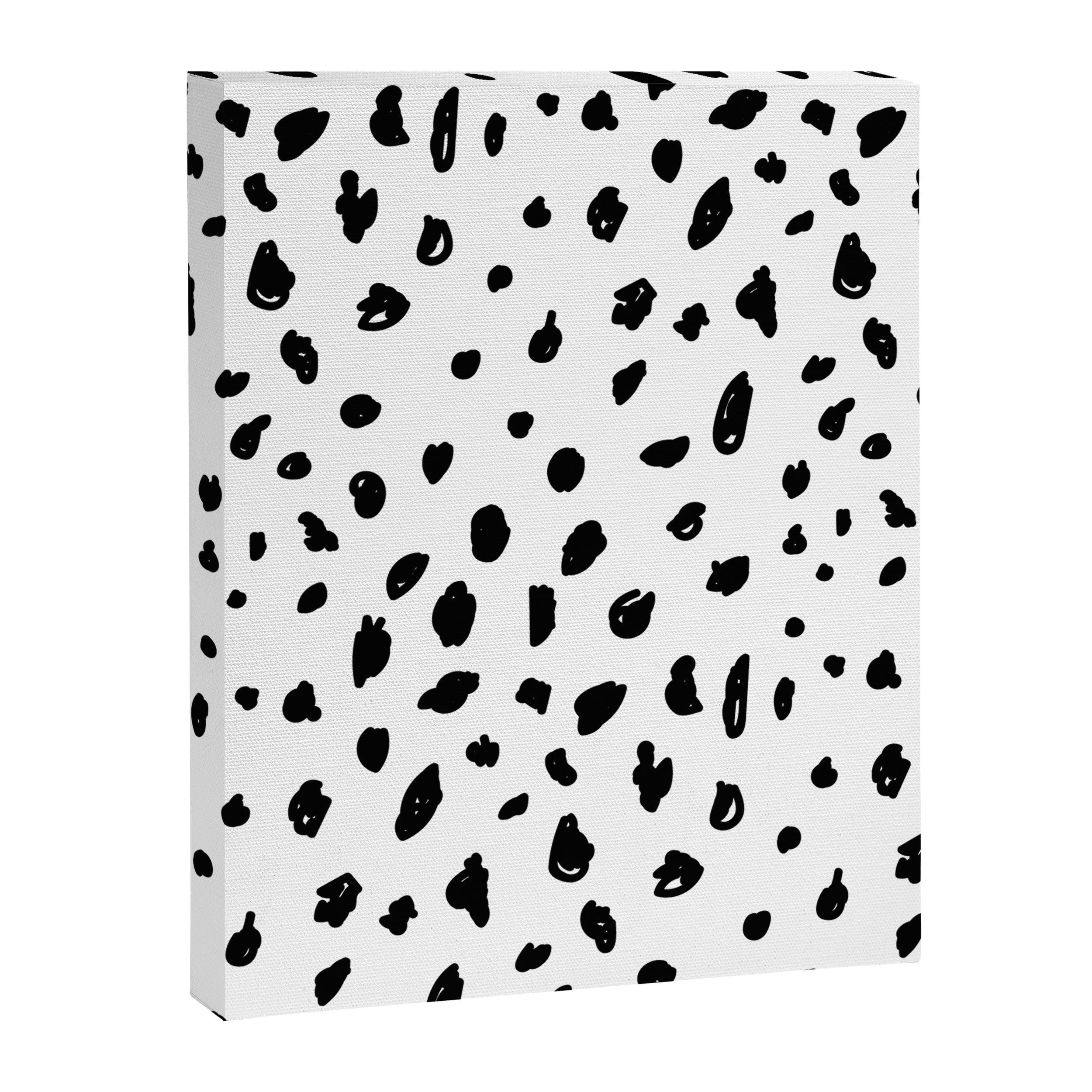 Black geometrical hand painted polka dots confetti pattern Canvas Print Gallery Image 8