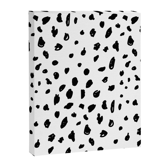 Black geometrical hand painted polka dots confetti pattern Canvas Print Gallery Image 1