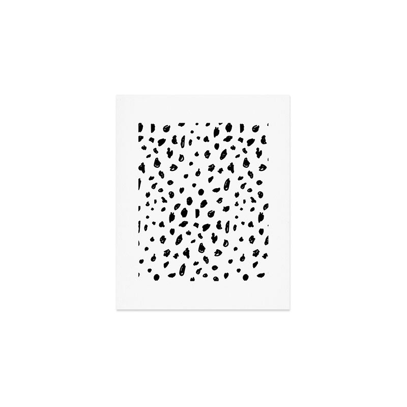 Black geometrical hand painted polka dots confetti pattern Art Print Gallery Image 1