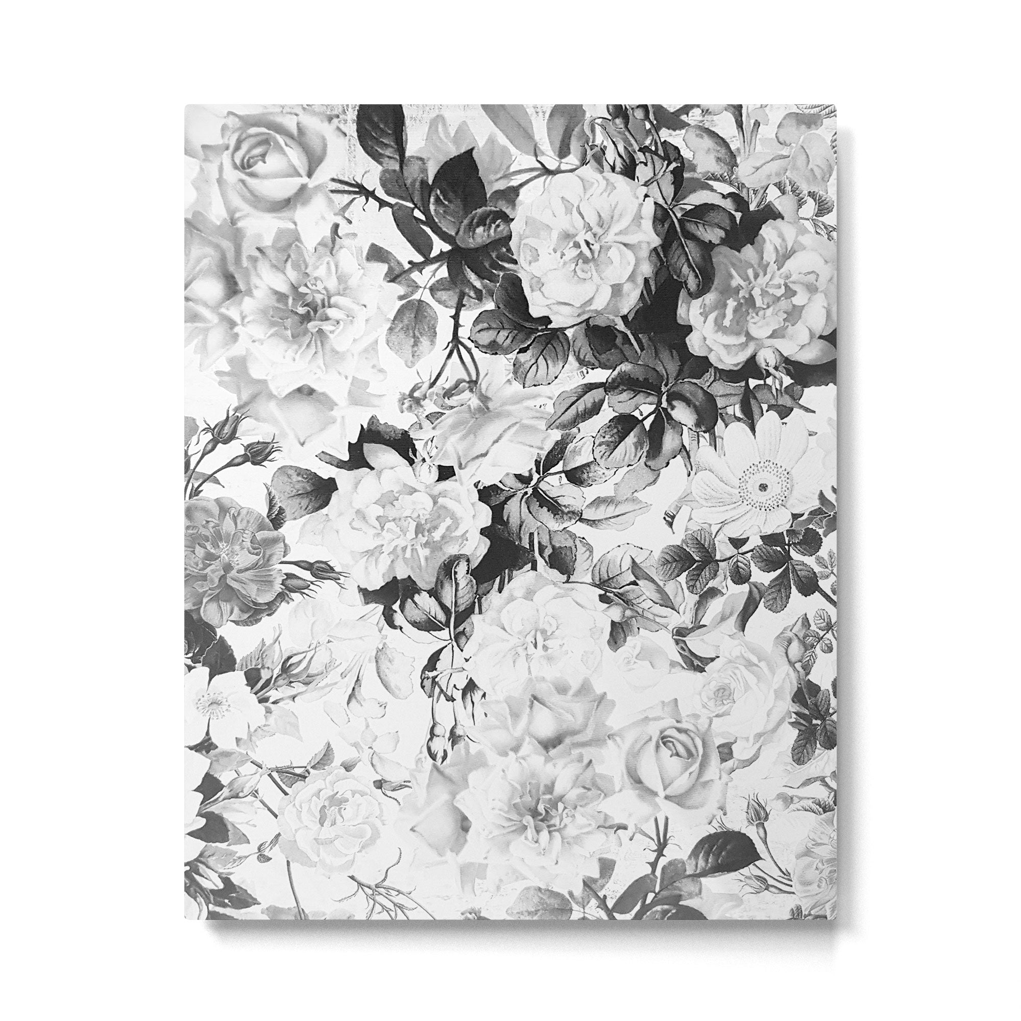 Black gray modern watercolor roses floral pattern Metal Print Gallery Image 6