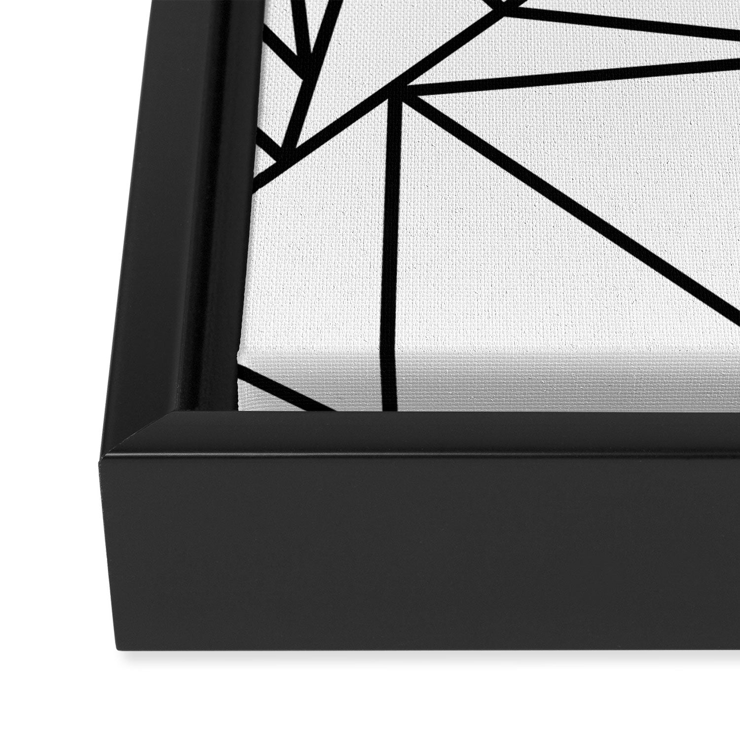 Black white modern abstract geometrical pattern Framed Canvas Print Gallery Image 3