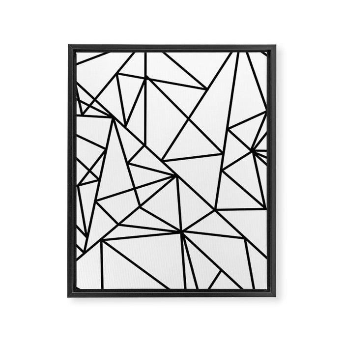 Black white modern abstract geometrical pattern Framed Canvas Print Gallery Image 1