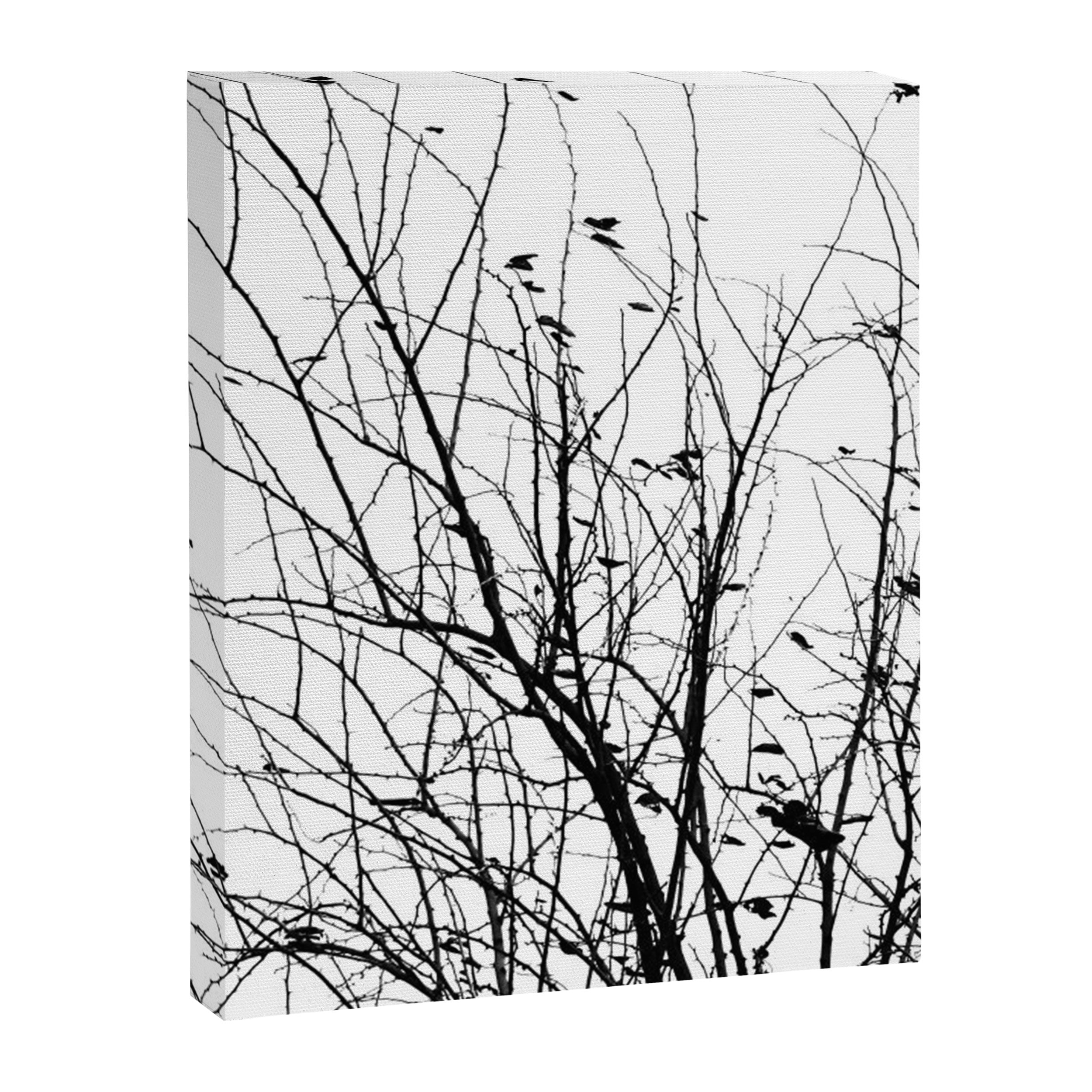 Black white tree branch bird nature pattern Canvas Print Gallery Image 8