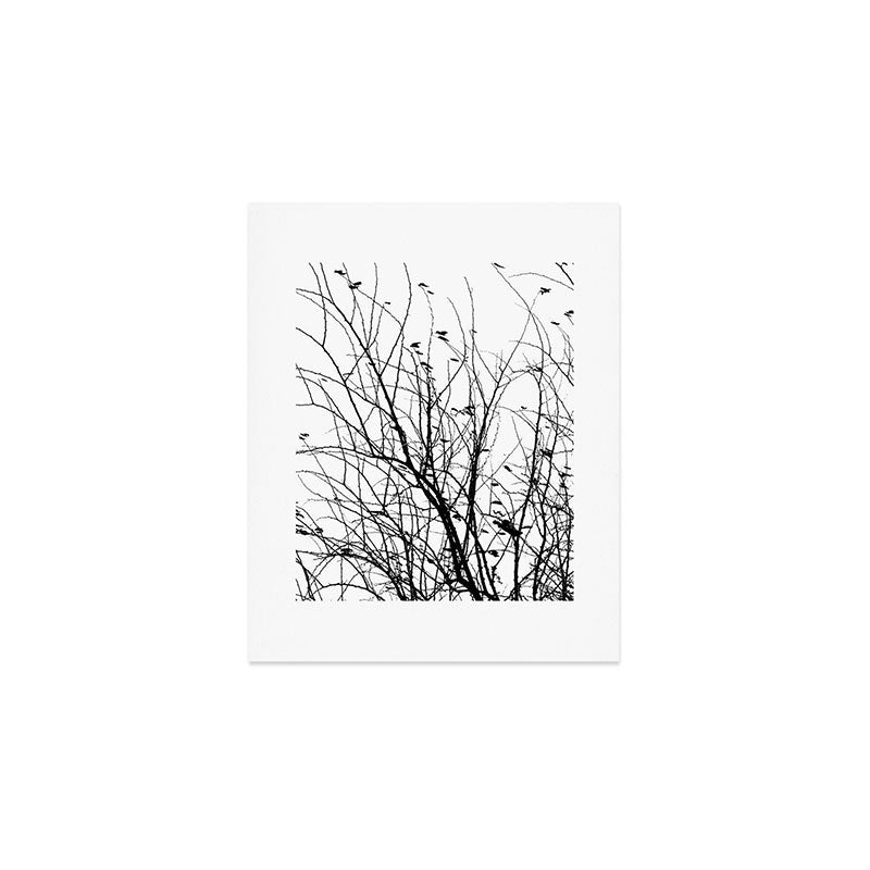 Black white tree branch bird nature pattern Art Print Gallery Image 1