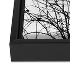 Black white tree branch bird nature pattern Framed Canvas Print Gallery Image 3