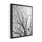 Black white tree branch bird nature pattern Framed Canvas Print Gallery Image 2