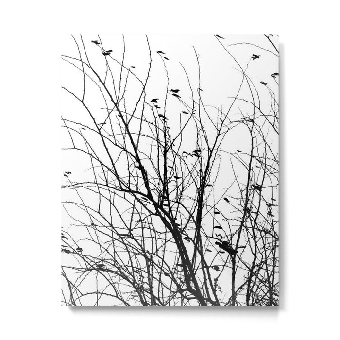 Black white tree branch bird nature pattern Metal Print Gallery Image 1