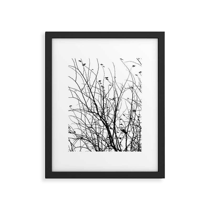 Black white tree branch bird nature pattern Framed Art Print Gallery Image 4