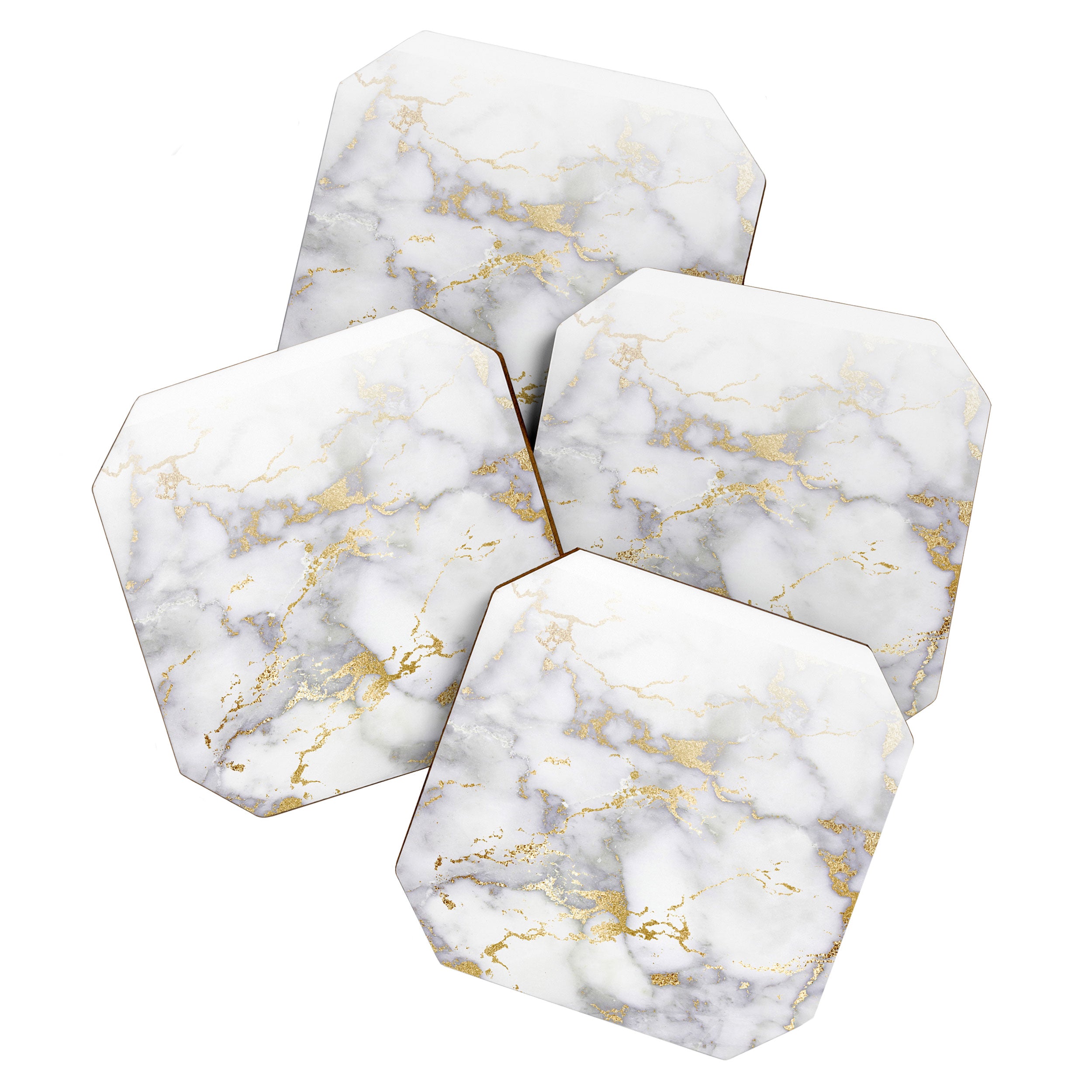 Blush chic faux gold gray gradient marble Coaster Gallery Image 1