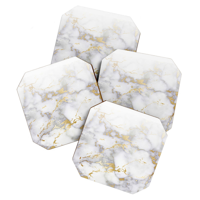 Blush chic faux gold gray gradient marble Coaster Gallery Image 1