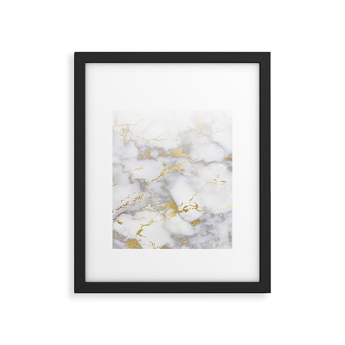 Blush chic faux gold gray gradient marble Framed Art Print Gallery Image 1