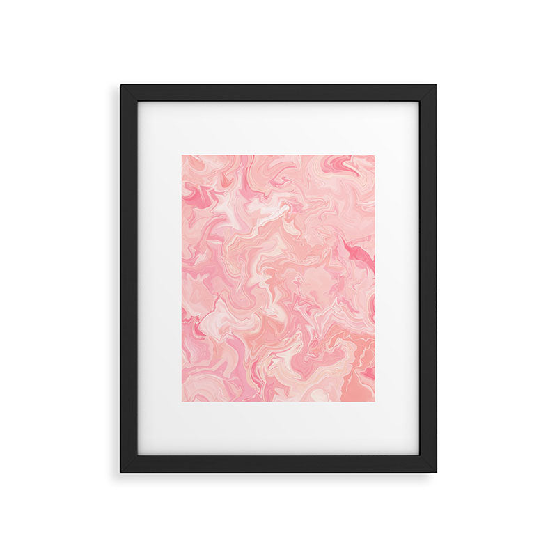 Blush pink abstract watercolor marble pattern Framed Art Print Gallery Image 6
